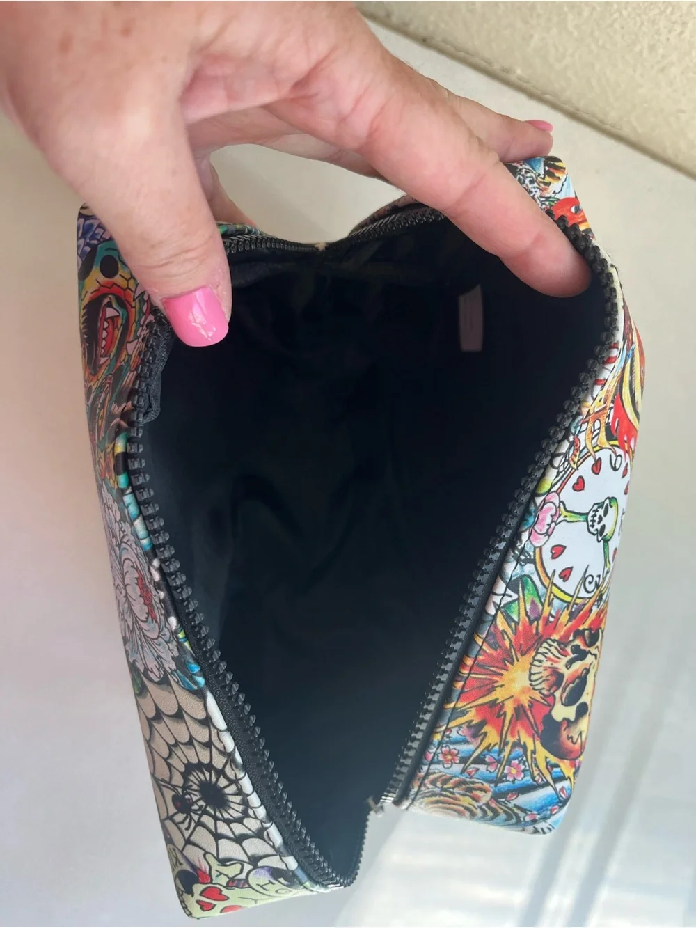 Ed Hardy Vibrant Tattoo-Print Cosmetic Pouch Bag
